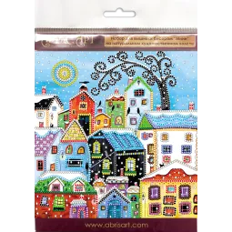 Mini Bead embroidery kit Bright houses 15x15 cm AM-146