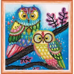 Mini Bead embroidery kit Night couple 15x15 cm AM-150