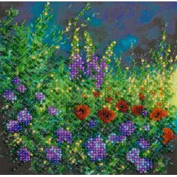 Mini karoliukų siuvinėjimo rinkinys Laukinis laukas 15x15 cm AAM-172