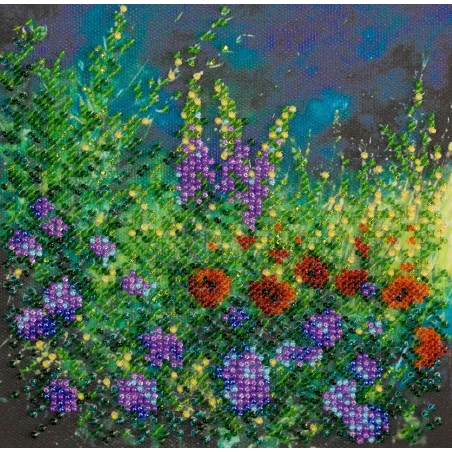 Mini Bead embroidery kit Wild field 15x15 cm AM-172