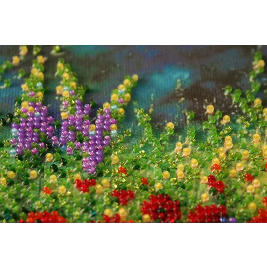 Mini Bead embroidery kit Wild field 15x15 cm AM-172