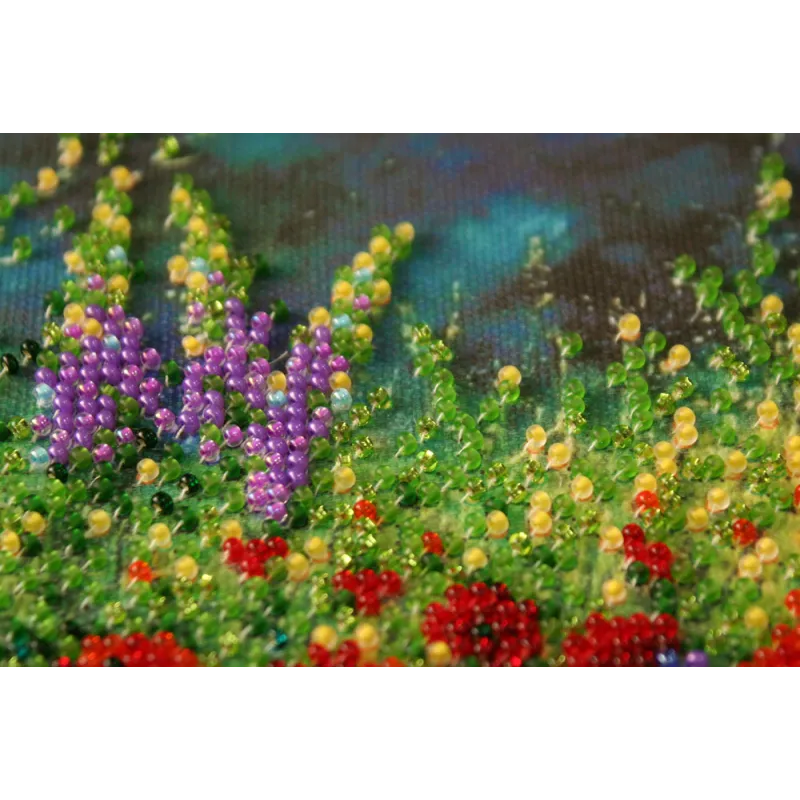 Mini Bead embroidery kit Wild field 15x15 cm AM-172