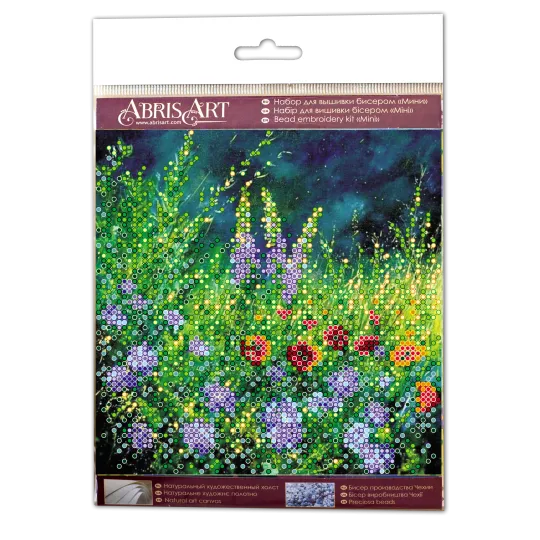 Mini Bead embroidery kit Wild field 15x15 cm AM-172