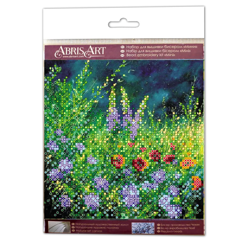 Mini Bead embroidery kit Wild field 15x15 cm AM-172