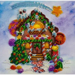 Mini kit de broderie de perles Maison en pain d'épice 15x15 cm AAM-174