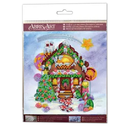 Mini Bead embroidery kit Gingerbread house 15x15 cm AM-174