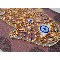 Haupt-Perlen-Stickset Goldene Hamsa (Dekoszenen) 20x20 cm AAMB-096