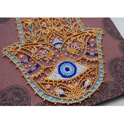 Haupt-Perlen-Stickset Goldene Hamsa (Dekoszenen) 20x20 cm AAMB-096