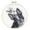 Counted Cross Stitch Kit with bamboo hoop Ruff Life D72-76108