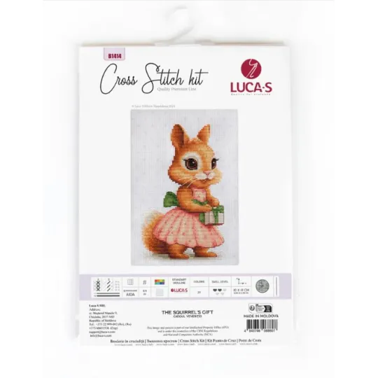 Siuvinėjimo kryželiu rinkinys "Voverės dovana" 10x17cm SB1414
