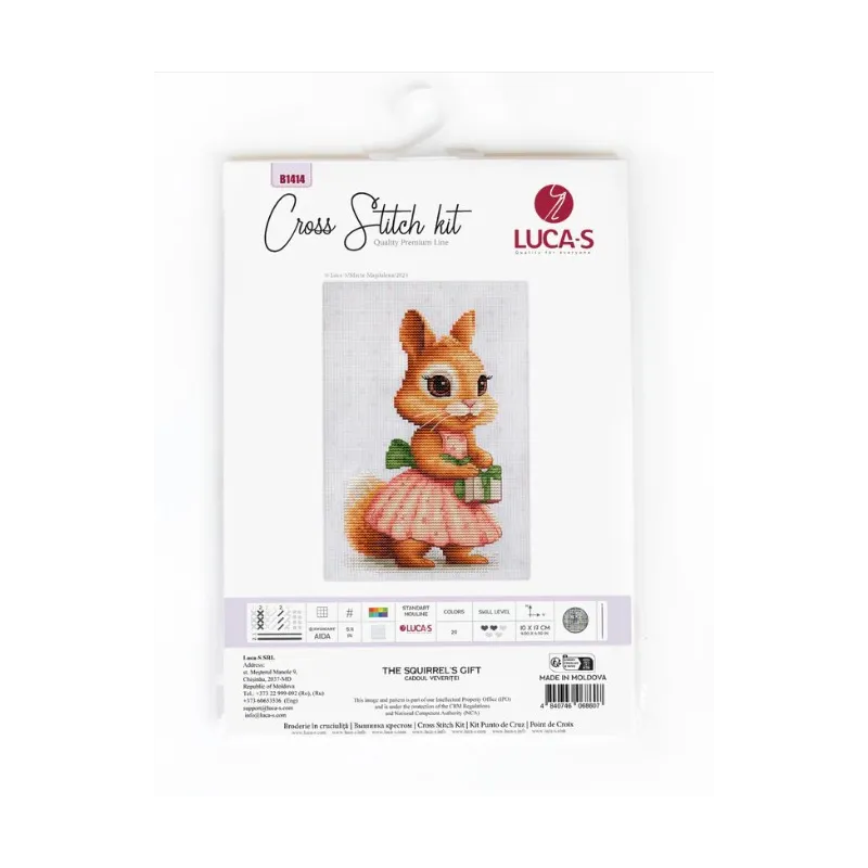Siuvinėjimo kryželiu rinkinys "Voverės dovana" 10x17cm SB1414
