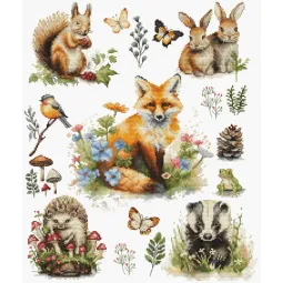 Kit de point de croix "Animaux de la forêt" 30x36cm SBU5057
