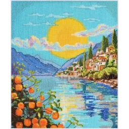 Kit de point de croix Le soleil de Sicile (Scènes déco) 25x30 cm AAH-215