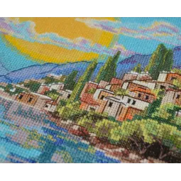 Kit de point de croix Le soleil de Sicile (Scènes déco) 25x30 cm AAH-215