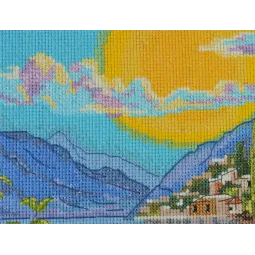 Kit de point de croix Le soleil de Sicile (Scènes déco) 25x30 cm AAH-215