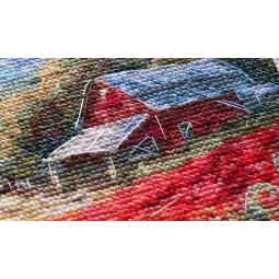 Kryželiu siuvinėjimo rinkinys Mėlyni aguonai saulėlydyje 30x19 cm AAH-221