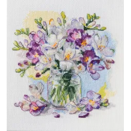 Kryželio siuvinėjimo rinkinys Pirmoji puokštė 17x17 cm AAH-228