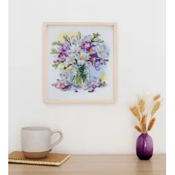 Kit de point de croix Le premier bouquet 17x17 cm AAH-228