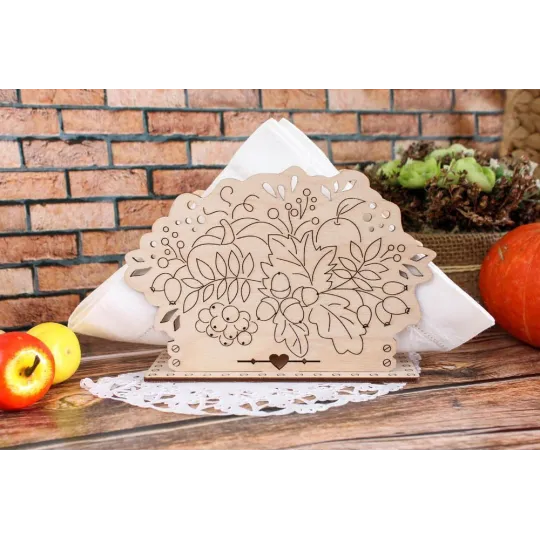 Cross-stich on wooden base "Napkin holder “Autumn Bouquet” SO-091