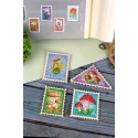 Cross-stich on wooden base "USSR stamps. Magnets" SO-115