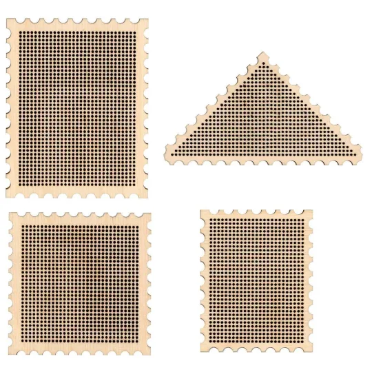 Cross-stich on wooden base "USSR stamps. Magnets" SO-115