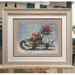 Kryželiu siuvinėjimo rinkinys "Kalėdų rogės" S1603