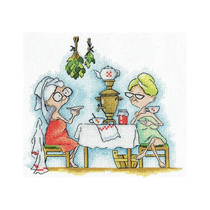 Cross stitch kit "Grannies in the bathhouse" SANB-22