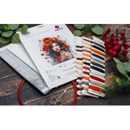 Siuvinėjimo kryželiu rinkinys Mergina su aguonomis 31x33 cm SBU5063