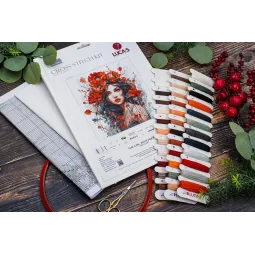 Kit de point de croix La fille aux coquelicots 31x33 cm SBU5063