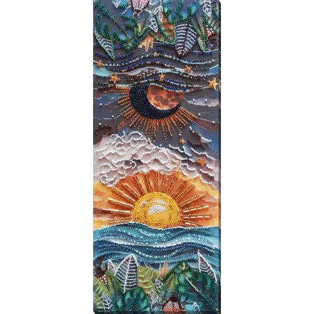 Haupt-Bead-Stickerei-Set - Zwischen Tag und Nacht (Deco Scenes) 40x16 cm AAB-918