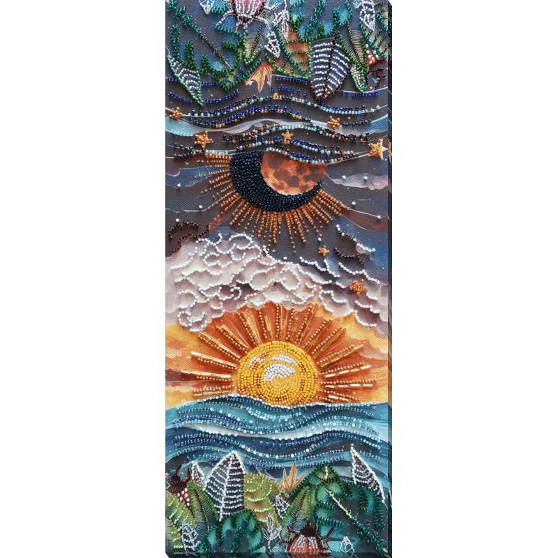 Haupt-Bead-Stickerei-Set - Zwischen Tag und Nacht (Deco Scenes) 40x16 cm AAB-918