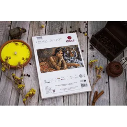 Kreuzstich-Set Die Indianerprinzessin und Der Königstiger 63,5 x 38 cm SBU5060