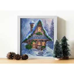 Основной набор для вышивки бисером Когда зима дует холодом (Зимняя сказка) 25x28 см AAB-892