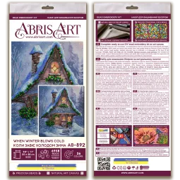 Pagrindinis karoliukų siuvinėjimo rinkinys Kai žiemą pučia šaltis (Žiemos pasaka) 25x28 cm AAB-892