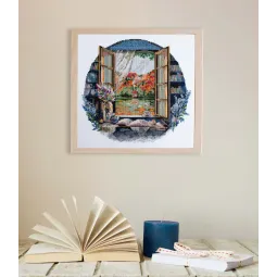 Kreuzstich-Set Teeparty am Fenster 23x23 cm AAH-199