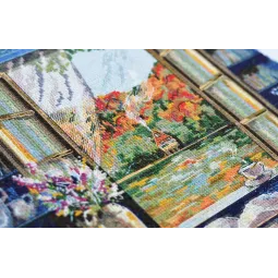 Набор для вышивания крестиком Чаепитие у окна 23x23 см AAH-199