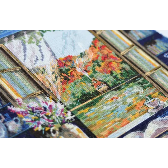 Kreuzstich-Set Teeparty am Fenster 23x23 cm AAH-199