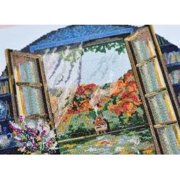 Набор для вышивания крестиком Чаепитие у окна 23x23 см AAH-199