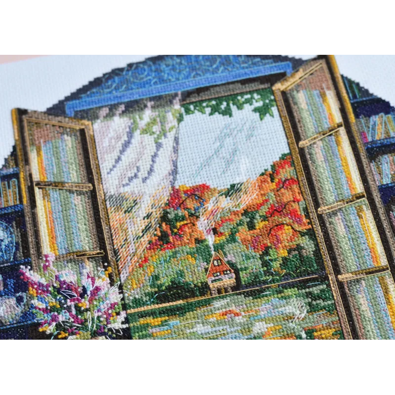 Набор для вышивания крестиком Чаепитие у окна 23x23 см AAH-199