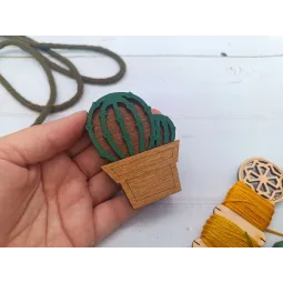 Деревянный игольный футляр. Кактус KF056/114