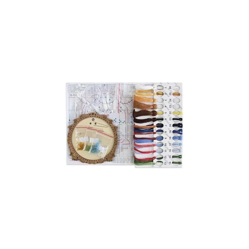 Cross-stitch kit on wooden base "Miniature. Winter outside the window" SO-119