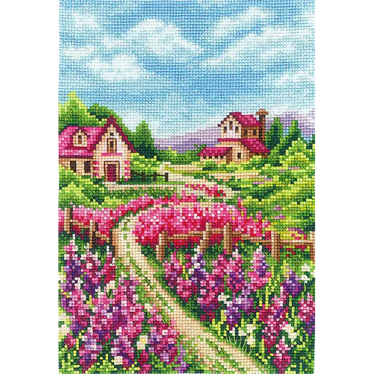 Cross stitch kit "Landscape with lupines" SANP-67