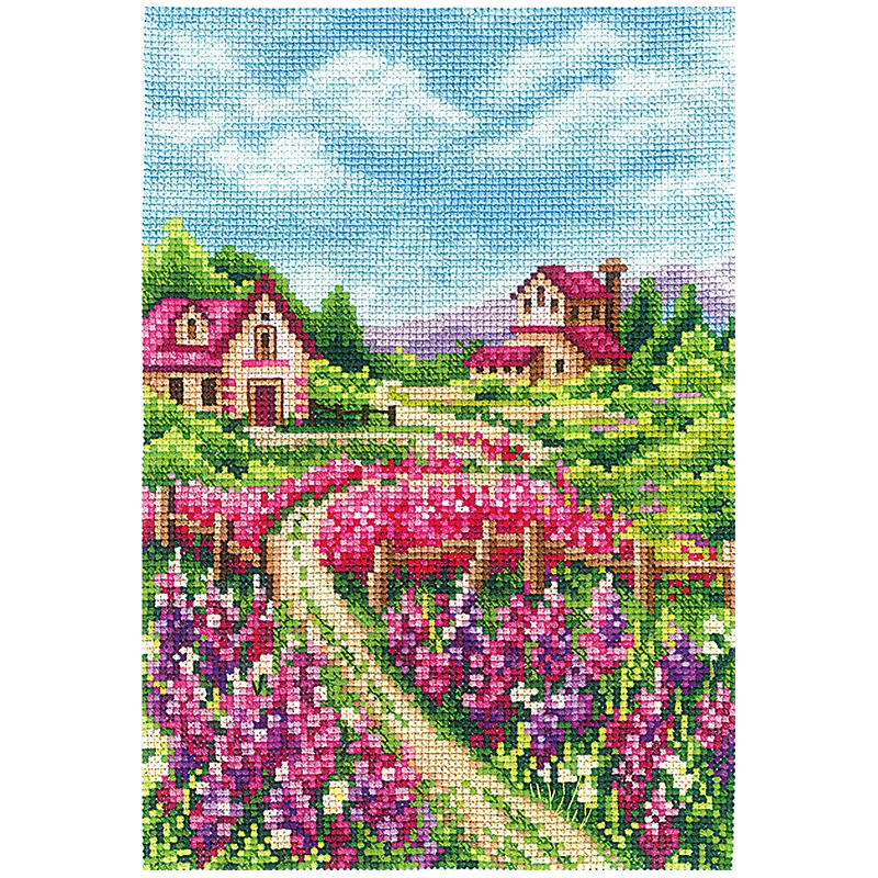 Cross stitch kit "Landscape with lupines" SANP-67