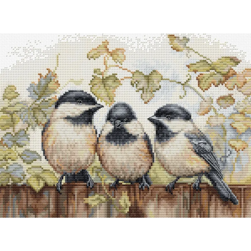 Chickadees On The Fence 24x17,5cm SBU5066