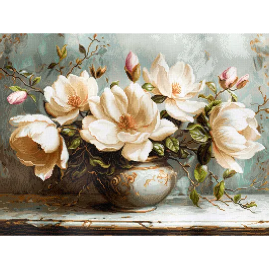 Petit Point Kit "Les Magnolias Mystérieux" 26,5x20cm SG707