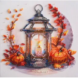 Vidutinio dydžio rinkinys siuvinėjimui karoliukais - Rudens šviesa („Deco Scenes“) 20x20 cm AAMB-109
