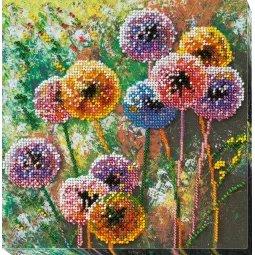 Stickset mit mittelgroßen Perlen - Mehrfarbige Kugeln (Blumen) AAMB-017