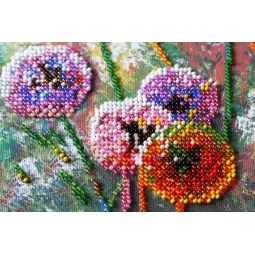 Vidutinio dydžio karoliukų siuvinėjimo rinkinys - Įvairiaspalviai rutuliai (Gėlės) AAMB-017