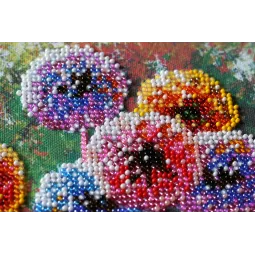 Stickset mit mittelgroßen Perlen - Mehrfarbige Kugeln (Blumen) AAMB-017