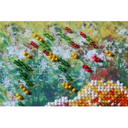 Vidutinio dydžio karoliukų siuvinėjimo rinkinys - Įvairiaspalviai rutuliai (Gėlės) AAMB-017